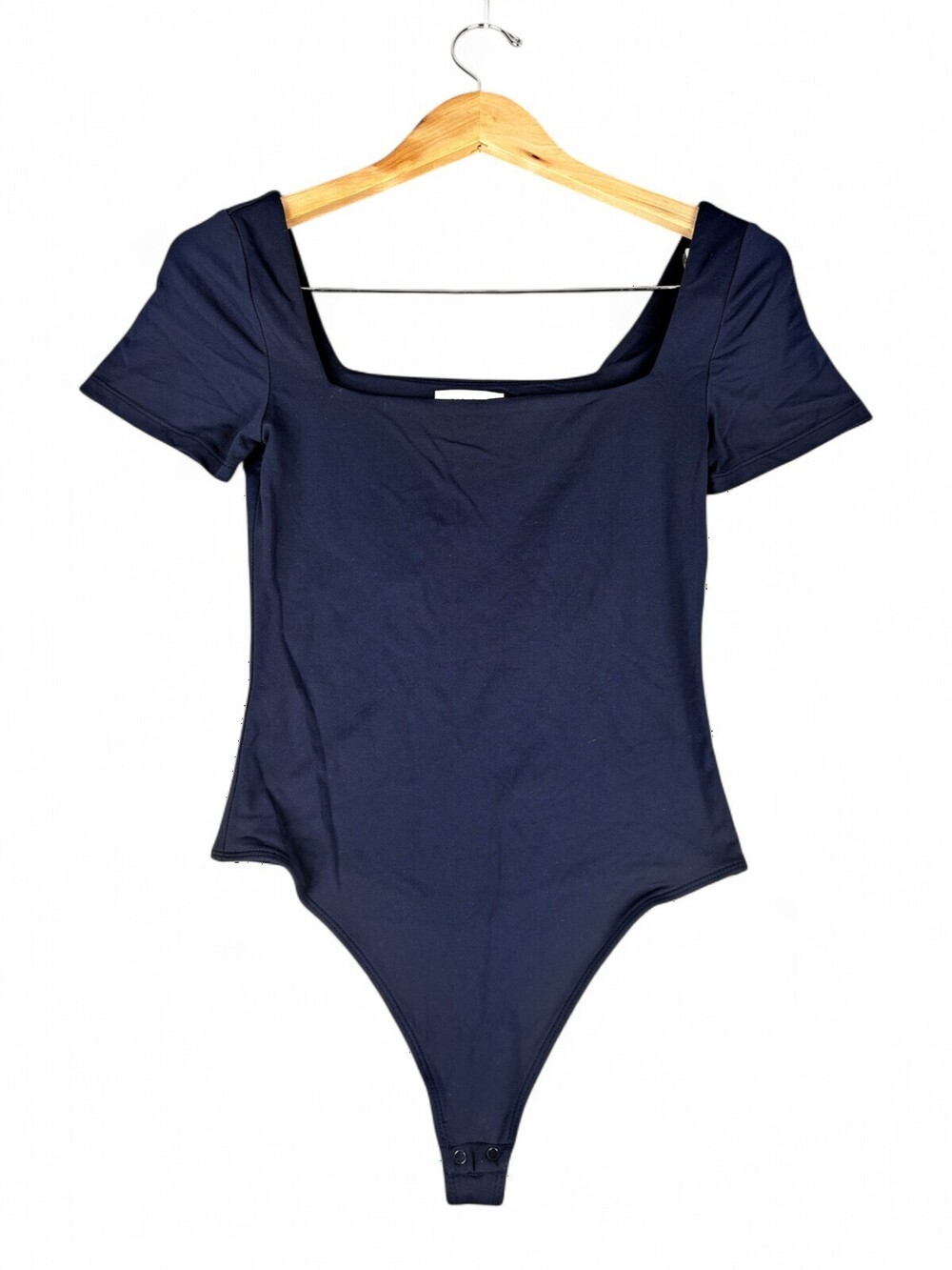 Babaton Aritzia Square-Neck Short Sleeve Bodysuit M Navy